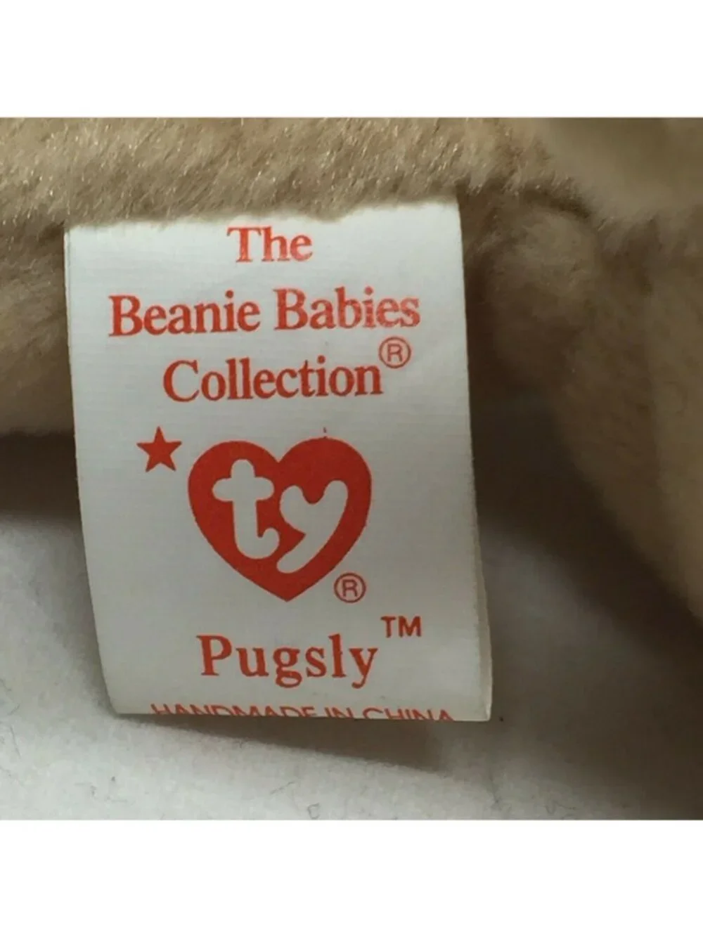 Ty Original Beanie Baby Pugsly Pug Dog Tan Plush Stuffed Animal W Tag May 2 1996